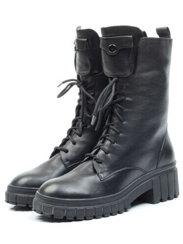 GL-M3098 BLACK Ботинки зимние женские (натуральная кожа, натуральный мех) размер 40