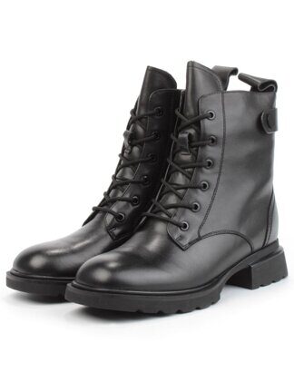 04-ZY-M1043 BLACK Ботинки зимние женские (натуральная кожа, натуральный мех) размер 38